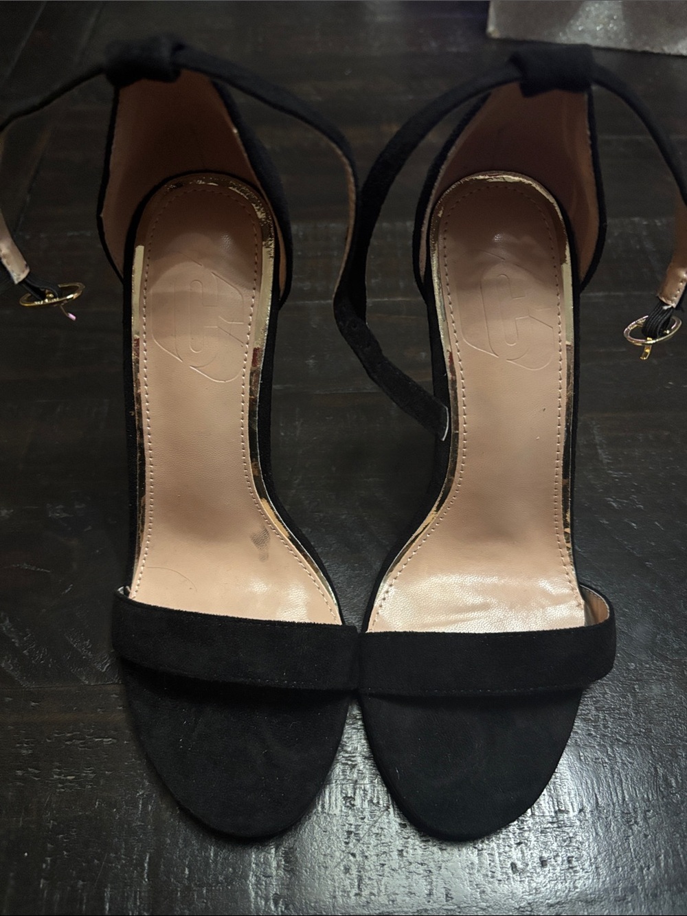 Women's Black Ankle Strap Heeled Sandals